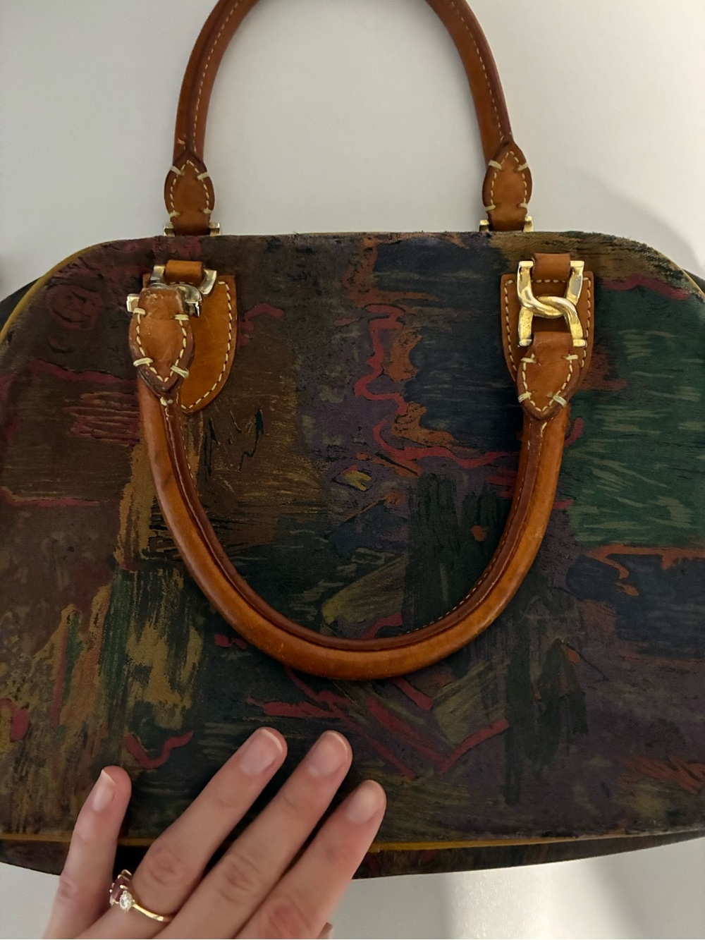 Van Gogh Leather-Trim Multicolor Satchel - Picture 5 of 11